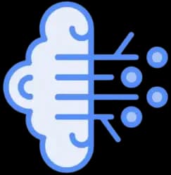 Icon representing training of neural networks using labeled datasets for AI model development.