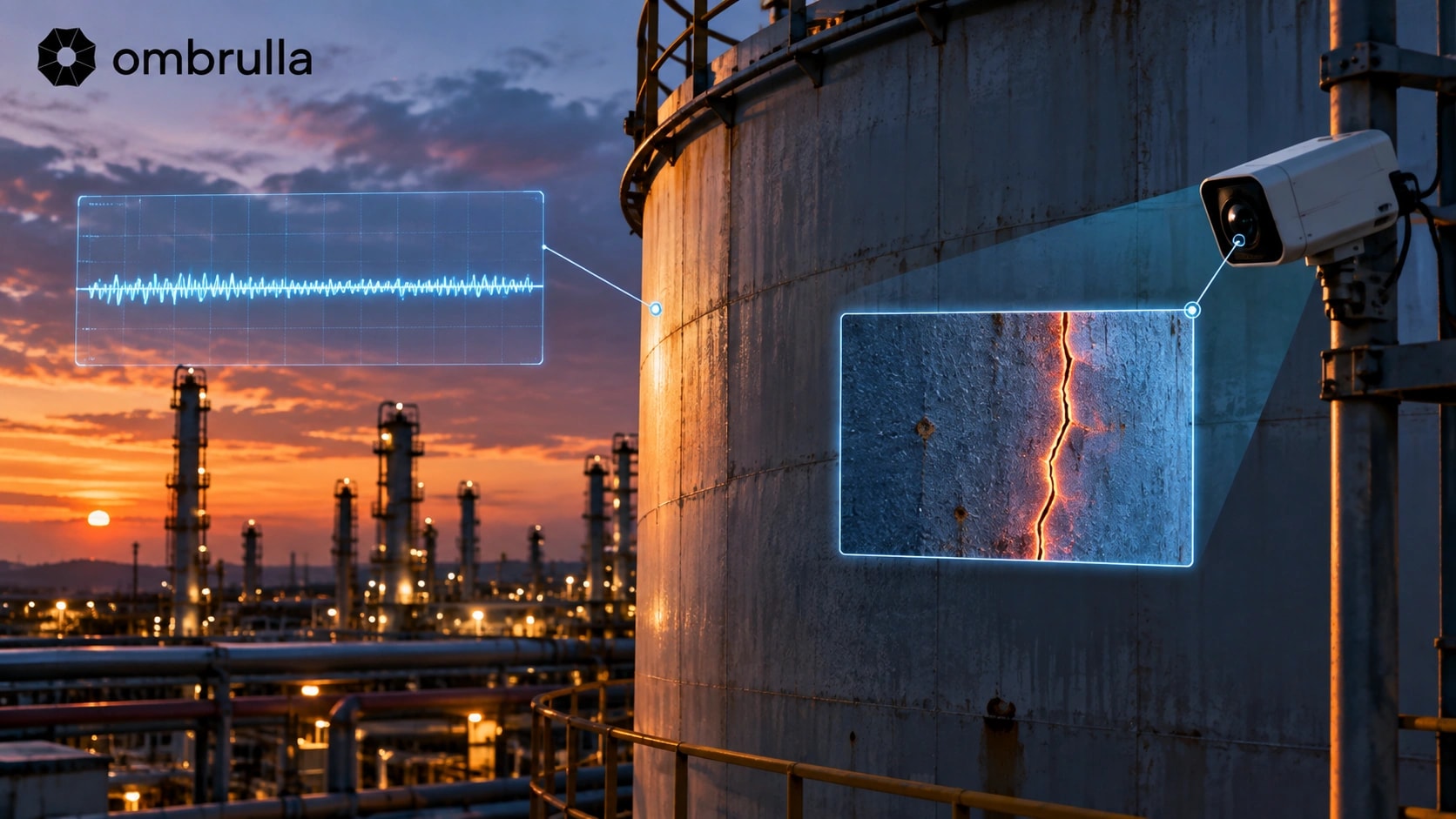 Static asset vulnerability: Corrosion and coating failure on a storage tank often remain invisible to vibration or pressure sensors until it's too late.