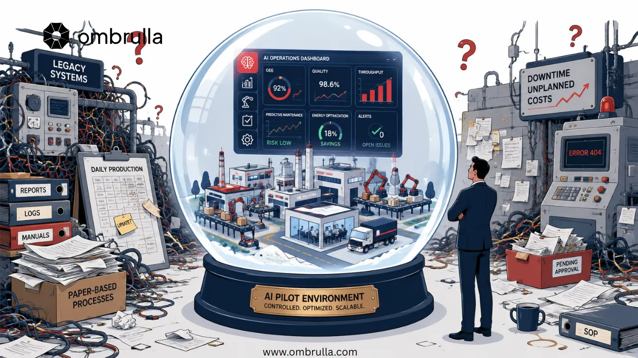 Framework showing the relationship between data quality, AI model performance, and pilot success in industrial AI deployments