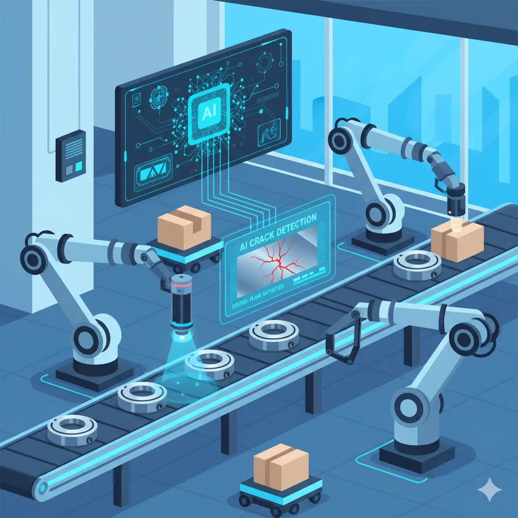 Ombrulla's AI detects microscopic cracks in machine-tooled parts at a smart factory, flags defects before packaging, and uses a digital twin to simulate stress performance—preventing defective batches, costly recalls, and safeguarding brand reputation.