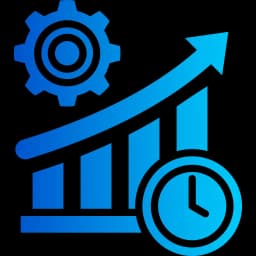 Icon of increased efficiency and productivity, symbolizing AI visual inspection speeding up processes and boosting overall output.