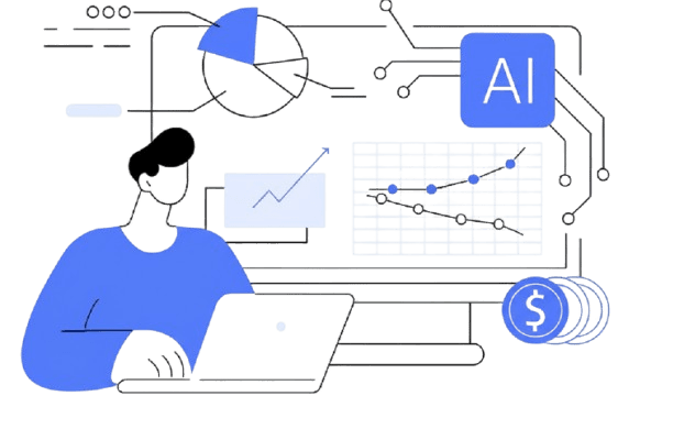 The image depicts the AI software development process, comprising six key steps. 1. Problem Definition, 2. Data Acquisition & Preparation, 3. Model Selection & Training, 4. Model Evaluation & Refinement, 5. Deployment, and 6. Monitoring & Maintenance.