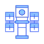 Icon showing AI people counting system with multi-camera integration for wider coverage.