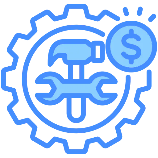 Icon showing optimized maintenance spend through condition-based tasks and cost savings.